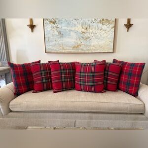 SOLD - Plaid Tartan Red Throw Pillows